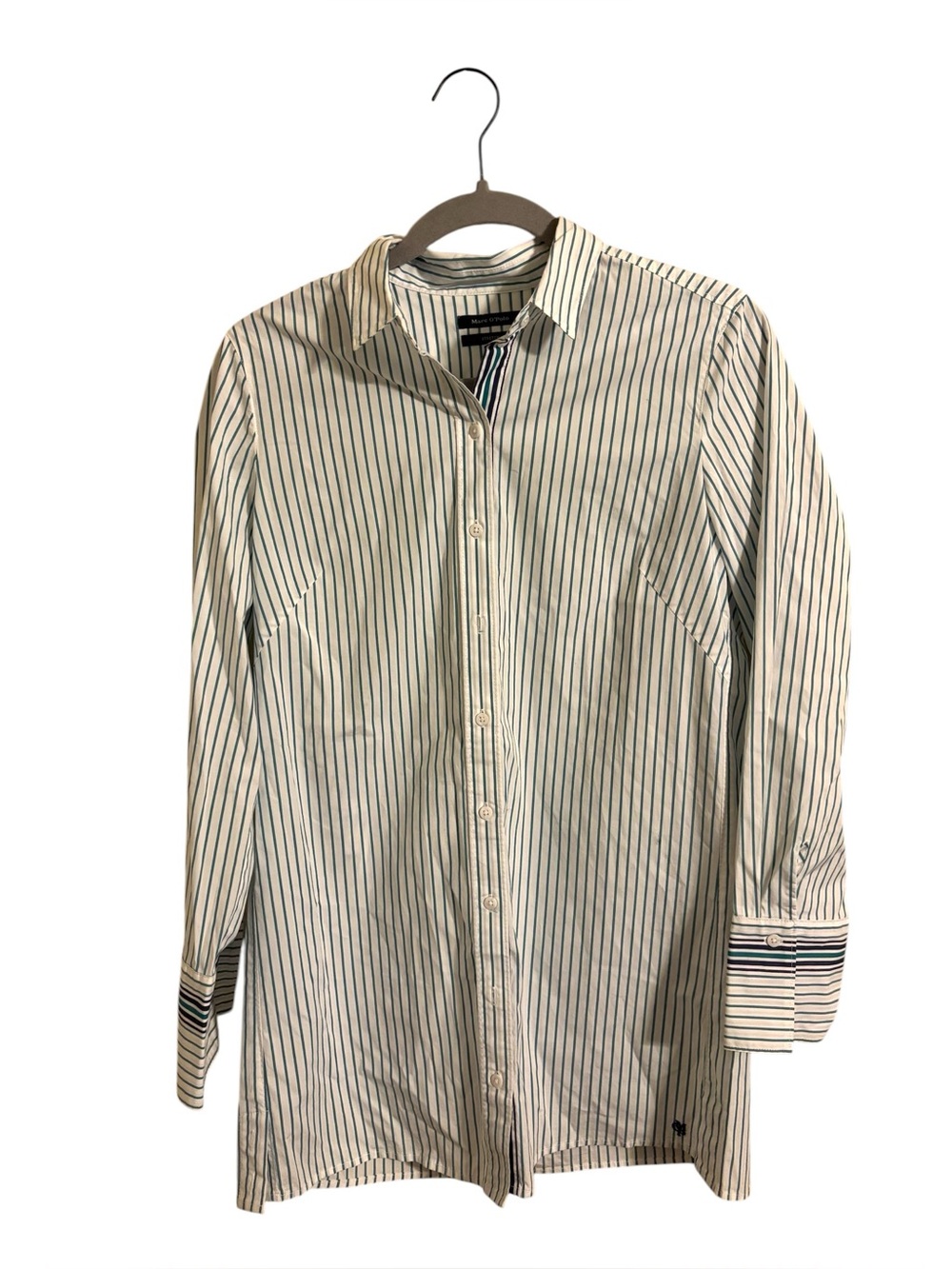 Marc O’Polo White Blue Vertical Stripe Button Up Shirt Women’s 36 Small